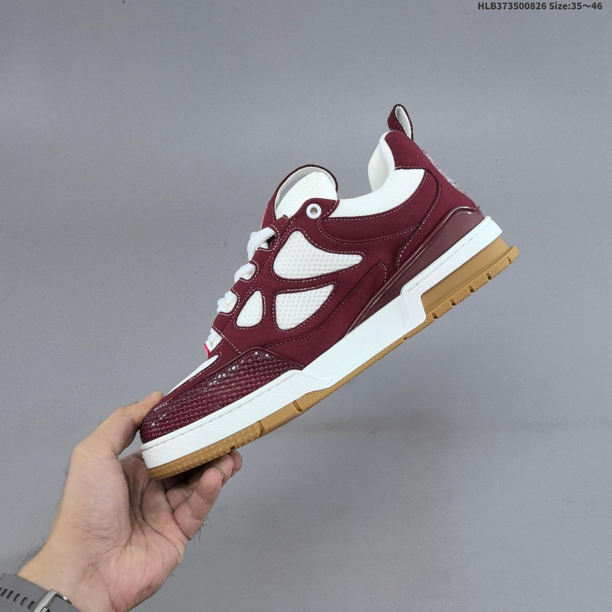 Burgundy and White Louis Vuitton Trainer-Style Sneakers - product image from the listing.