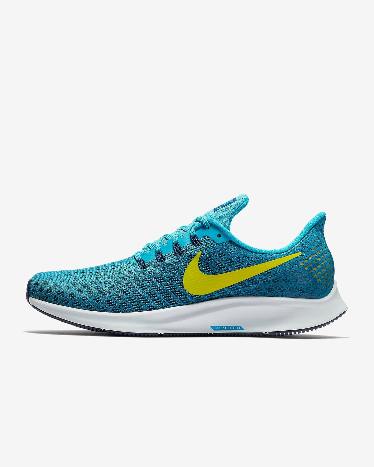 Nike Air Zoom Pegasus 35 Running Shoes in Blue Yellow - product image from the listing.