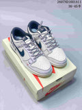 Nike SB Dunk Low Sneakers in Off-White White Navy 2607ND1601A11 - product image from the listing.