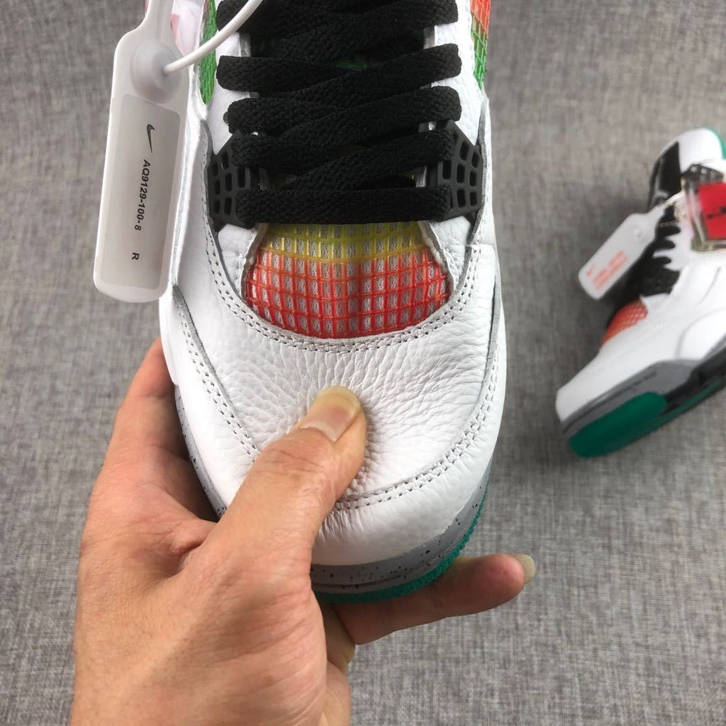 Air Jordan 4 Rasta White Green Sneakers - product image from the listing.
