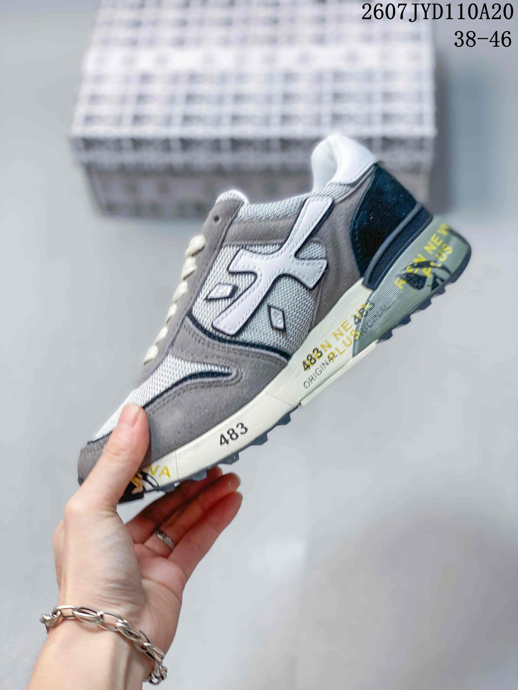 Premiata 2607 JYD110A20 Grey White Retro Trainers - product image from the listing.