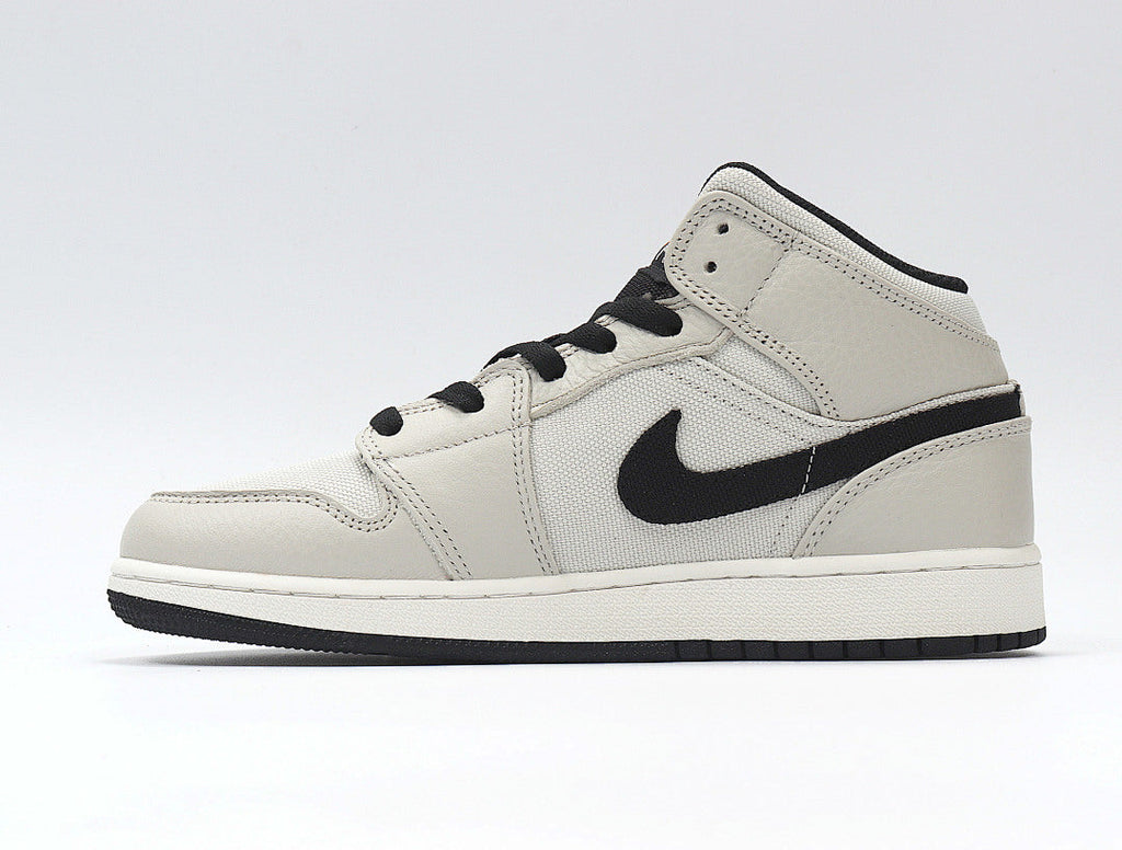 Light Smoke Grey and Black Jordan 1 Retro High OG Sneakers - product image from the listing.