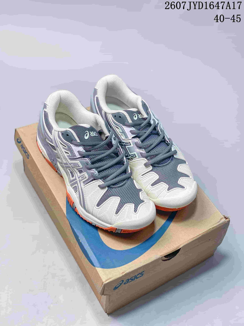 ASICS GEL-RESOLUTION 5 Tennis Shoes in White Grey Orange - product image from the listing.