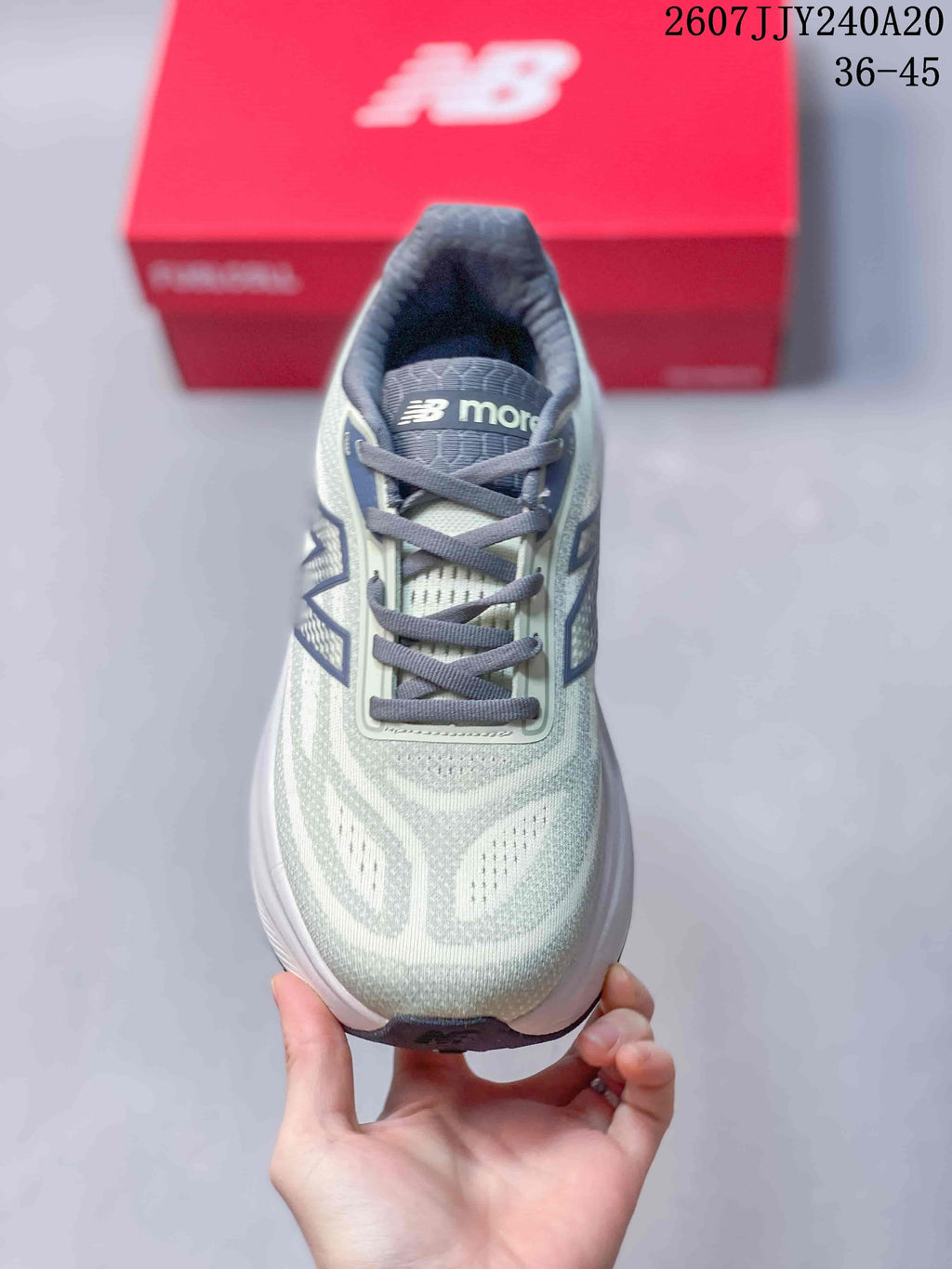 New Balance Fresh Foam X More v6 Running Shoes in Green Gray - product image from the listing.