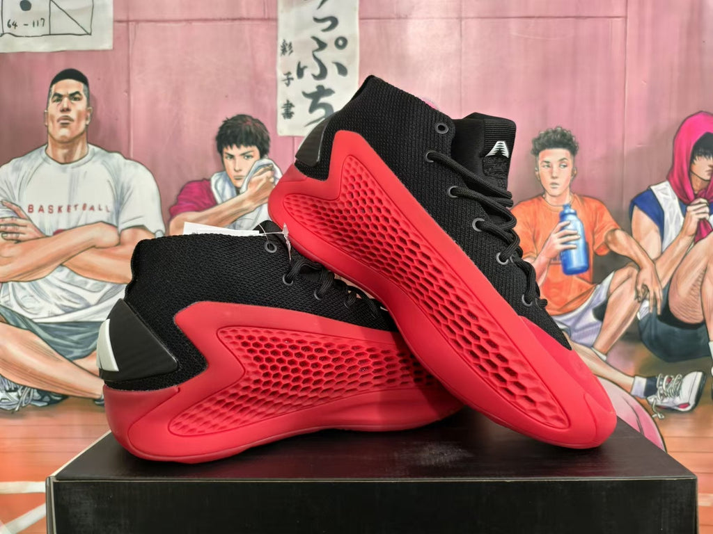 Adidas Basketball Shoes, Black and Red High-Cut - product image from the listing.