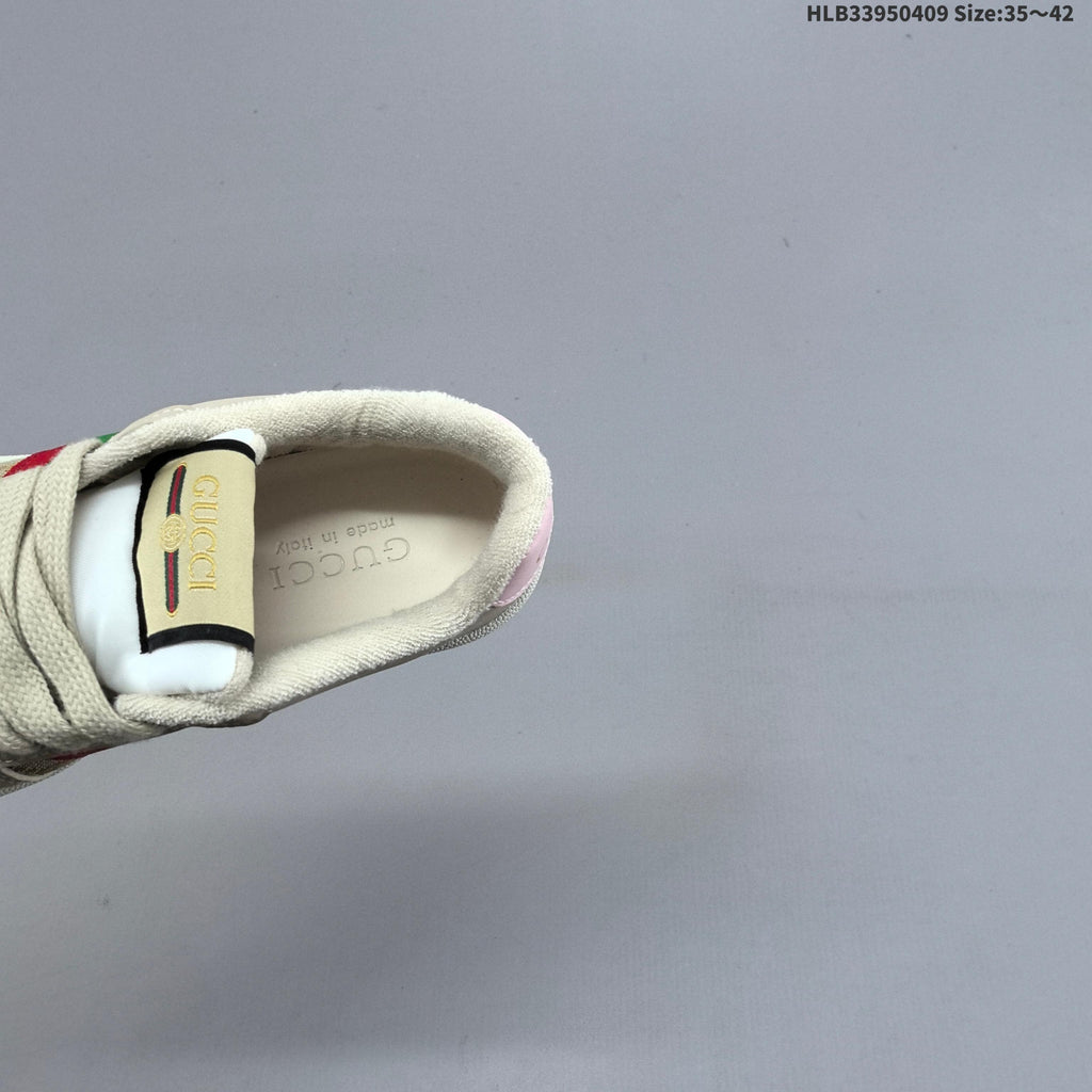 Beige and Pink Gucci Screener Low-Top Sneakers - product image from the listing.