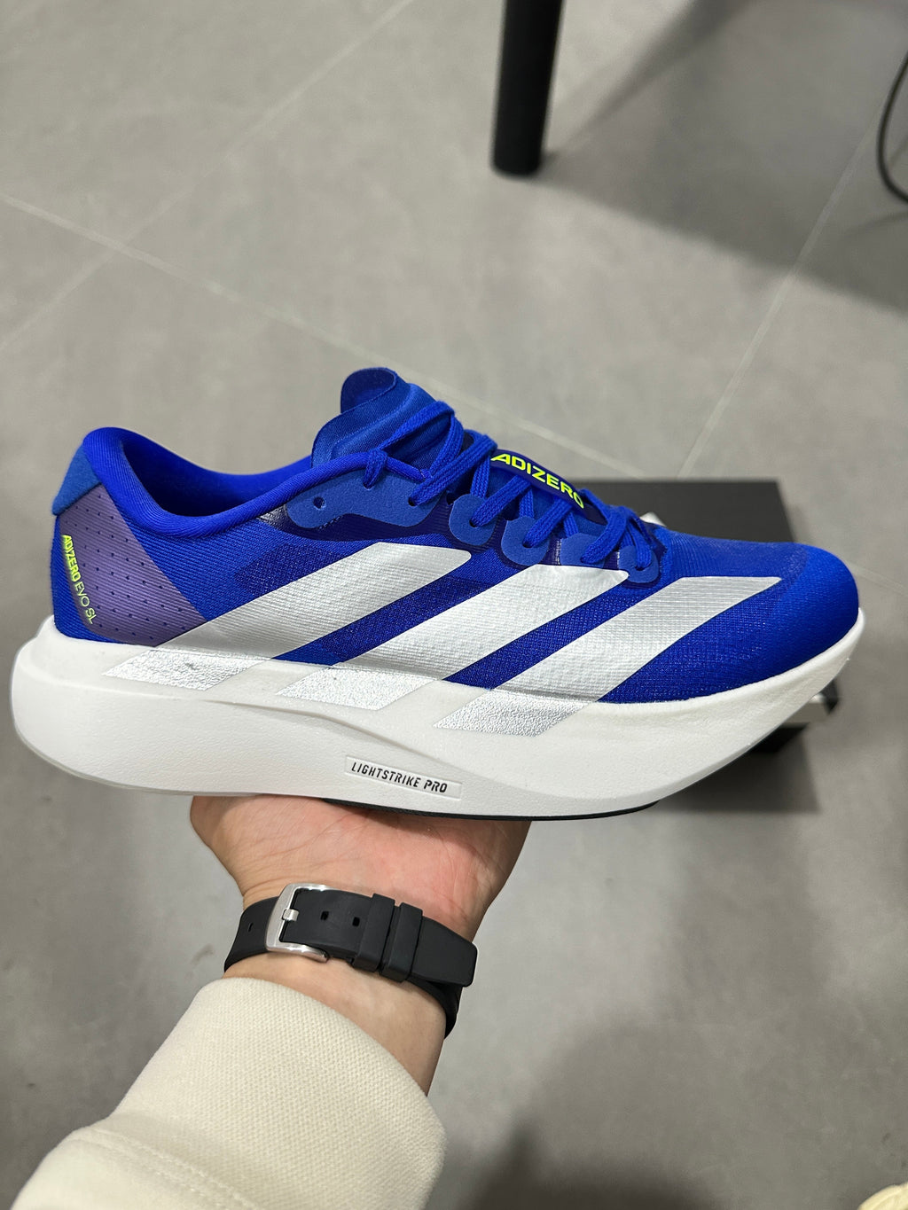 adidas Adizero Lightstrike Pro Running Shoes in Blue White - product image from the listing.