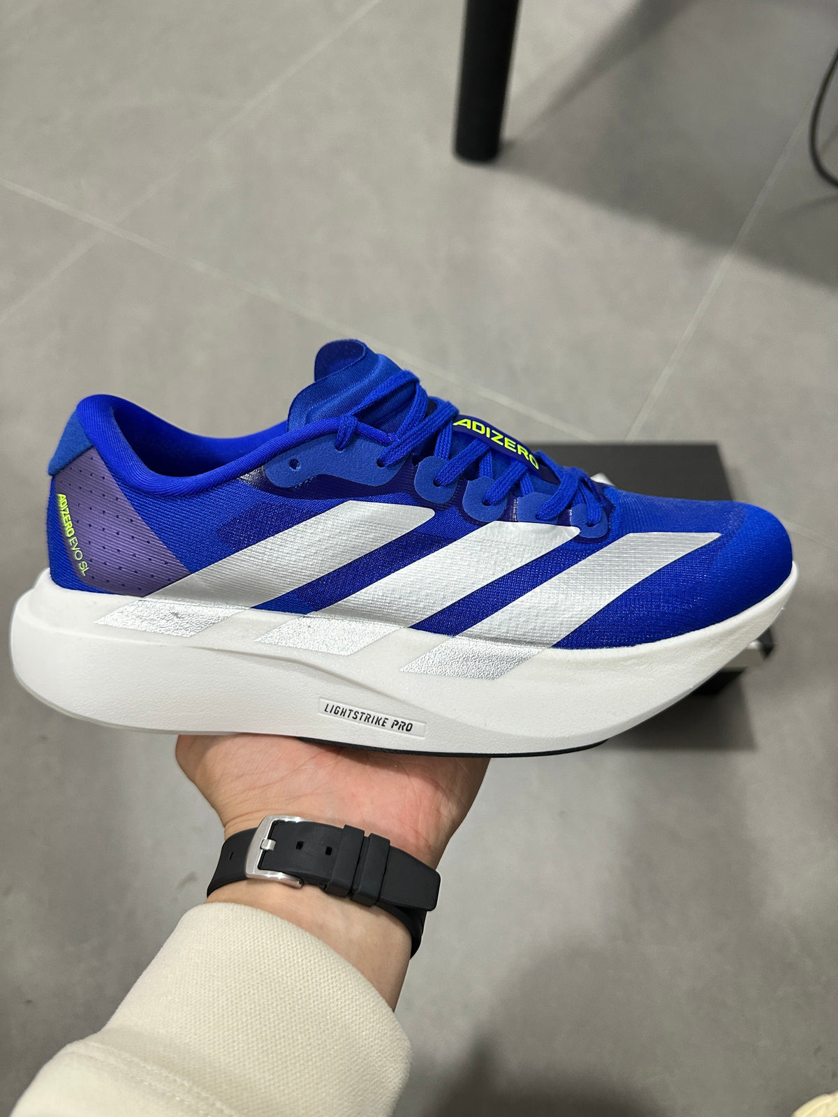 adidas Adizero Lightstrike Pro Running Shoes in Blue White - product image from the listing.