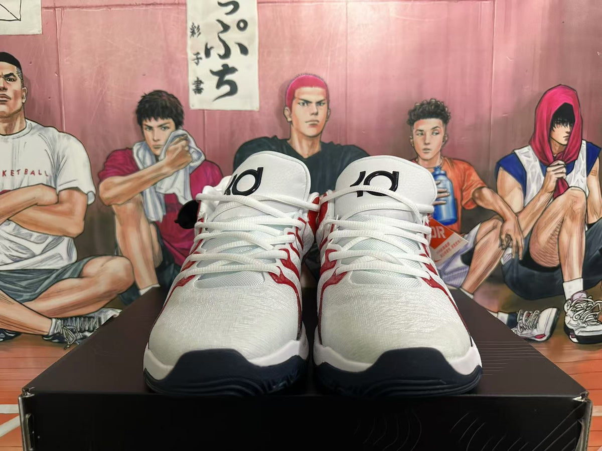 Nike KD 17 USA Basketball Shoes in White Red Black - product image from the listing.