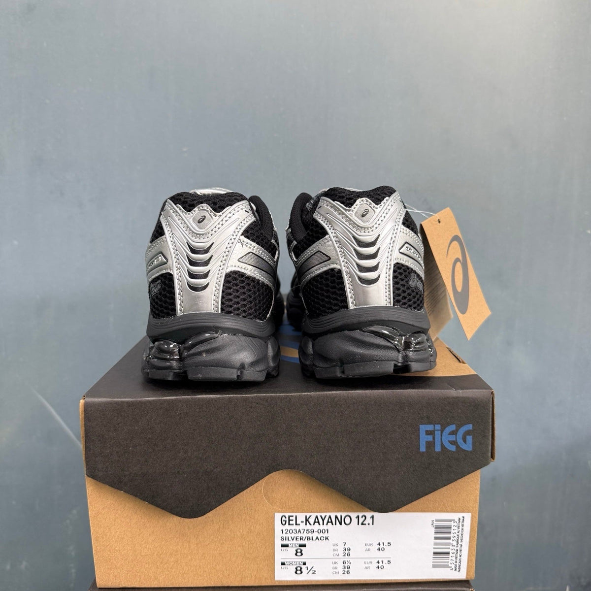 ASICS GEL-KAYANO 12.1 Sneakers in Silver Black 1203A759-001 - product image from the listing.