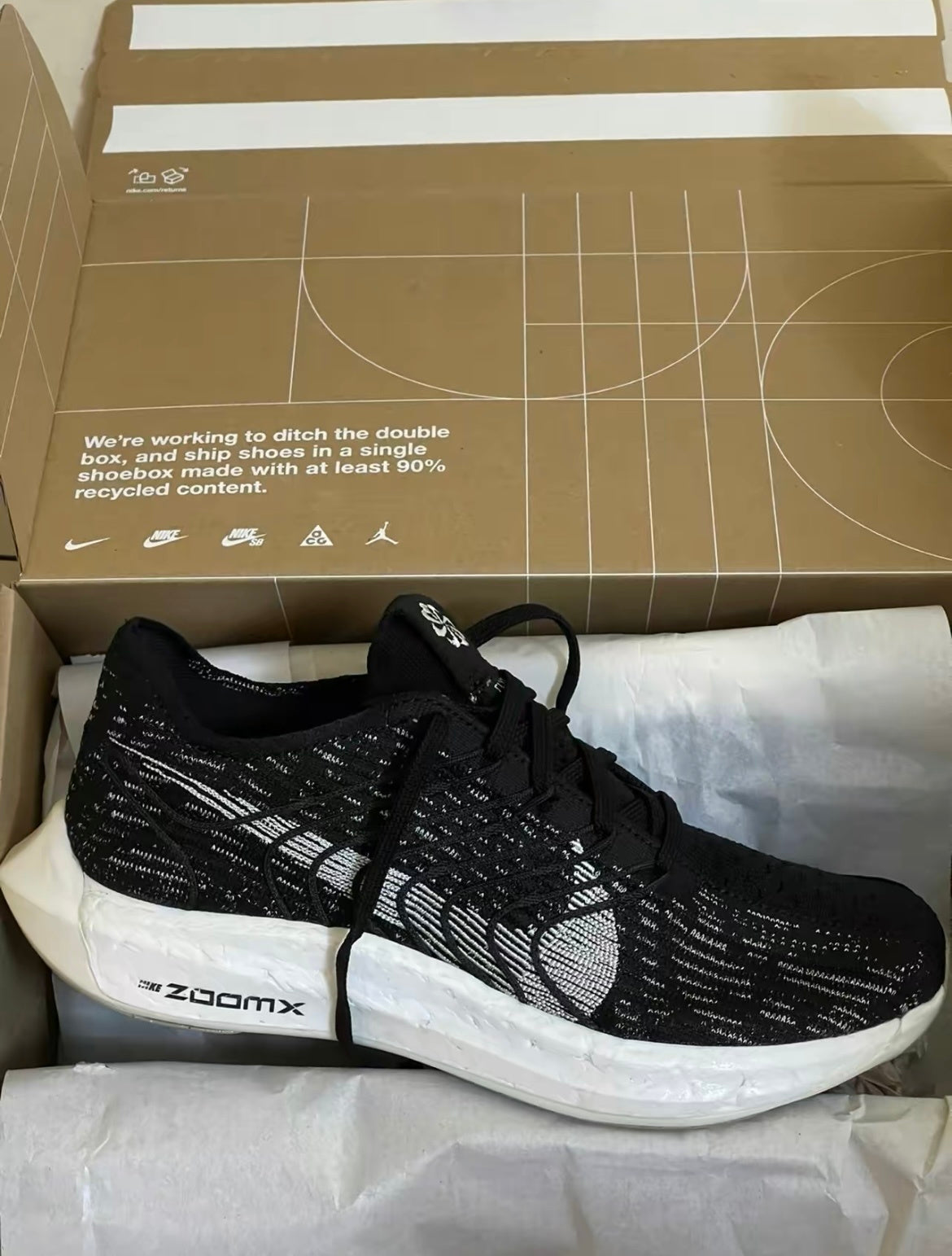 Nike Pegasus Turbo Next Nature Running Shoes in Black White - product image from the listing.