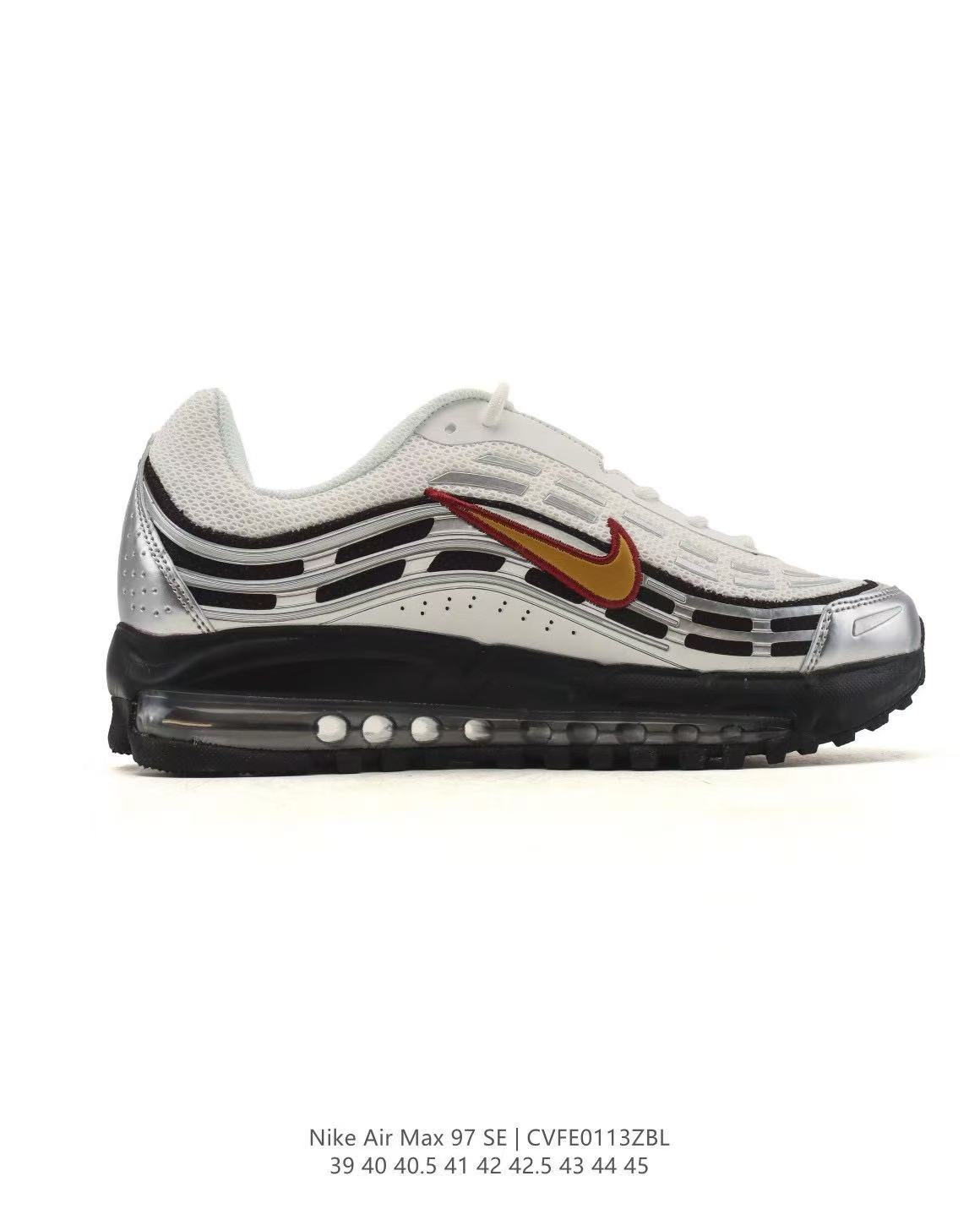 Nike Air Max 97 SE Sneakers in White Silver Gold CVFF013ZBL - product image from the listing.