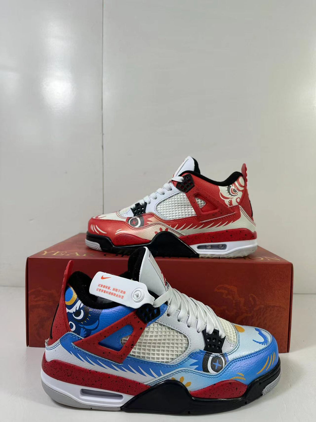 Air Jordan 4 Chinese New Year Red Blue Sneakers DH6927-161 - product image from the listing.