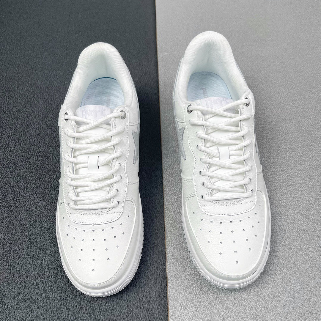 White and Grey BAPE STA Low Sneakers - product image from the listing.
