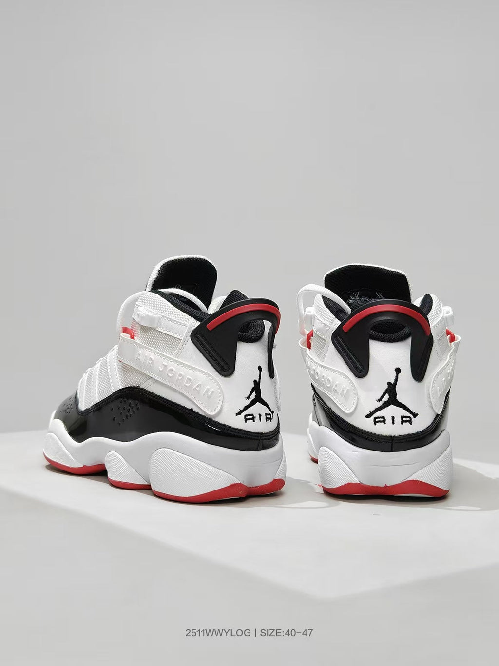 Air Jordan 6 White Black Red Sneakers - product image from the listing.