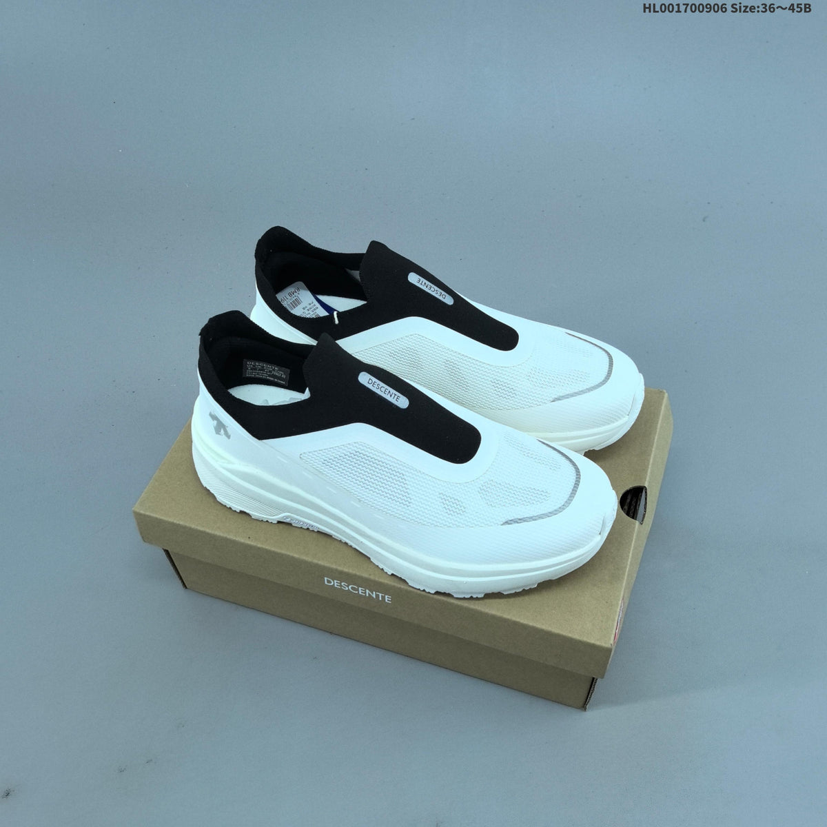 Descente Dualis Primer Slip-On Sneakers, in White and Black - product image from the listing.