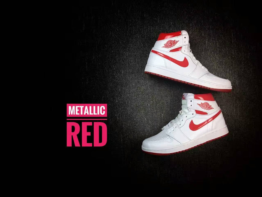 Nike Air Jordan 1 High Sneakers in White Red - product image from the listing.