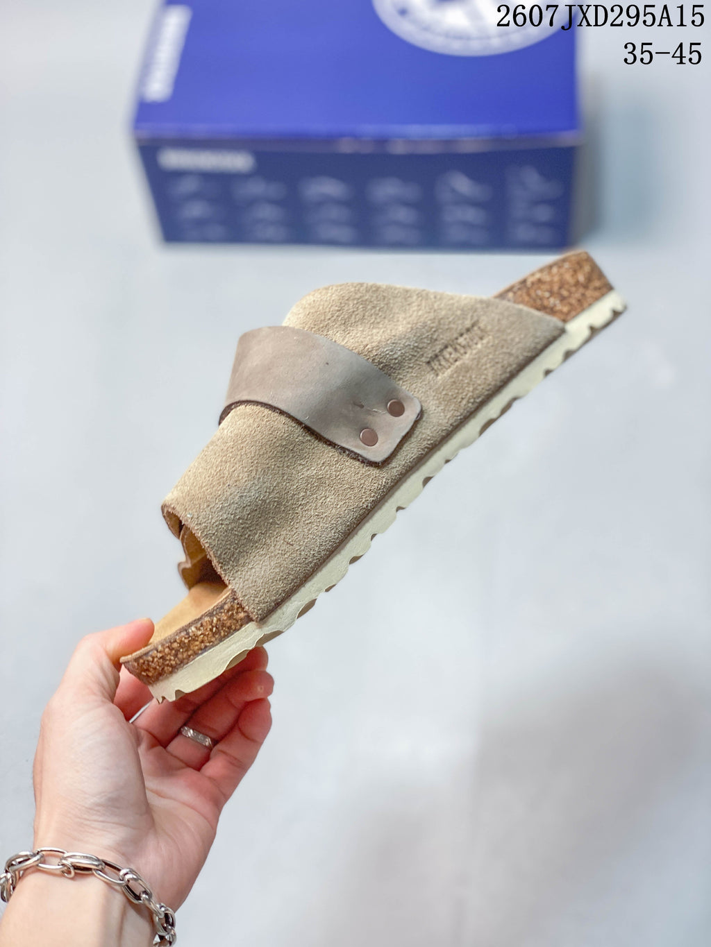 Boston Suede Sandals Taupe Style 2607JXD295A15 by Birkenstock - product image from the listing.