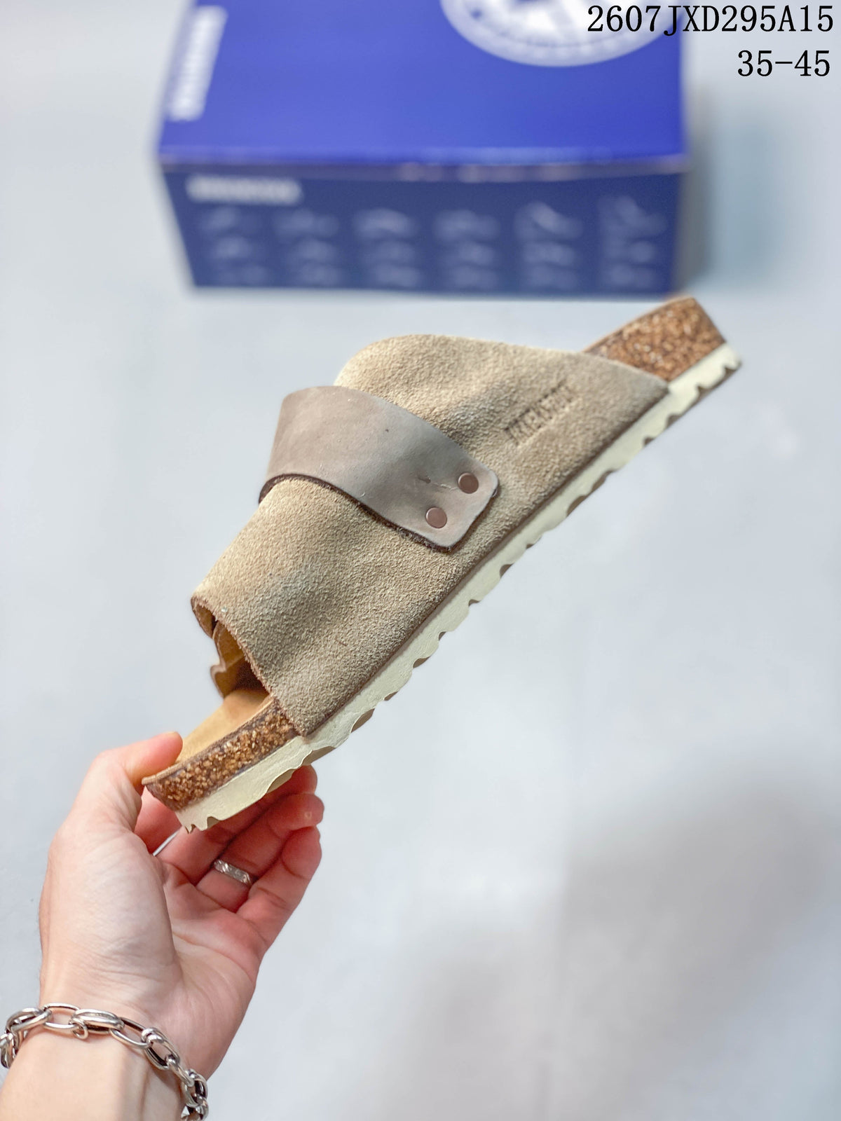 Boston Suede Sandals Taupe Style 2607JXD295A15 by Birkenstock - product image from the listing.