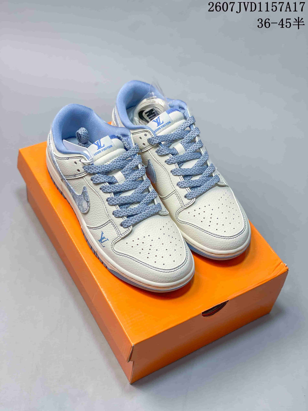 Nike Dunk Low Louis Vuitton Sneakers in Ice Blue Denim 2607JVD1157A17 - product image from the listing.