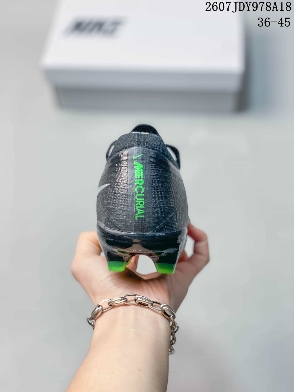 Nike Mercurial Vapor 16 Elite AG-PRO Soccer Cleats in Black Green - product image from the listing.