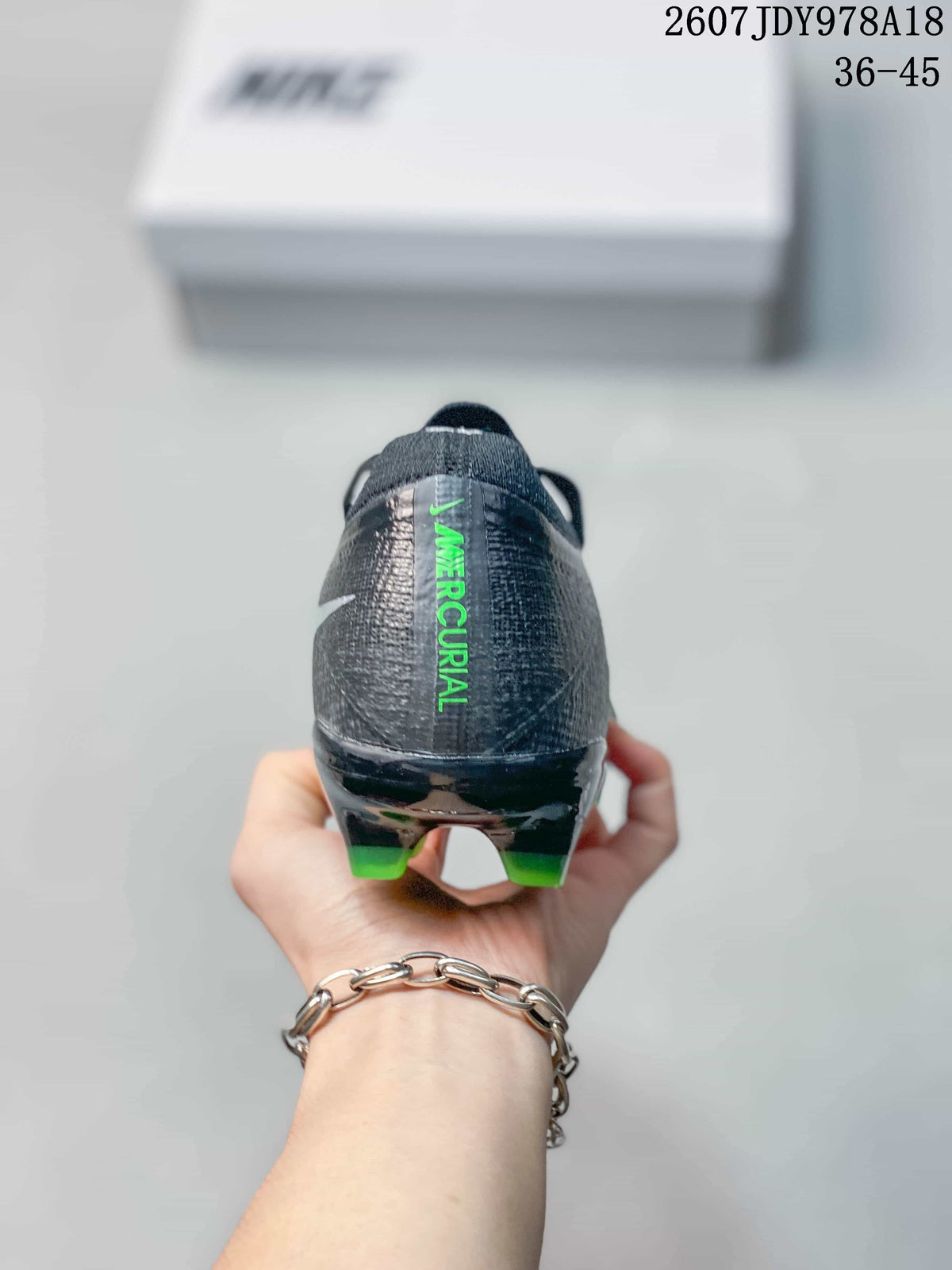 Nike Mercurial Vapor 16 Elite AG-PRO Soccer Cleats in Black Green - product image from the listing.