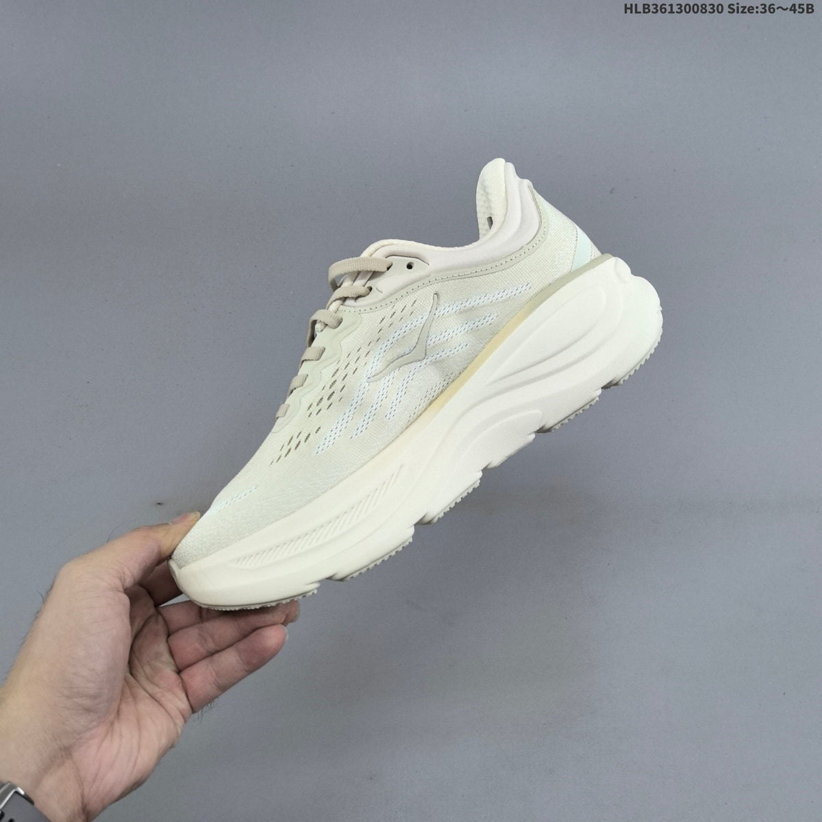 HOKA Bondi 9 Low-Top Shoes for Running, White, Style 1162012 - product image from the listing.