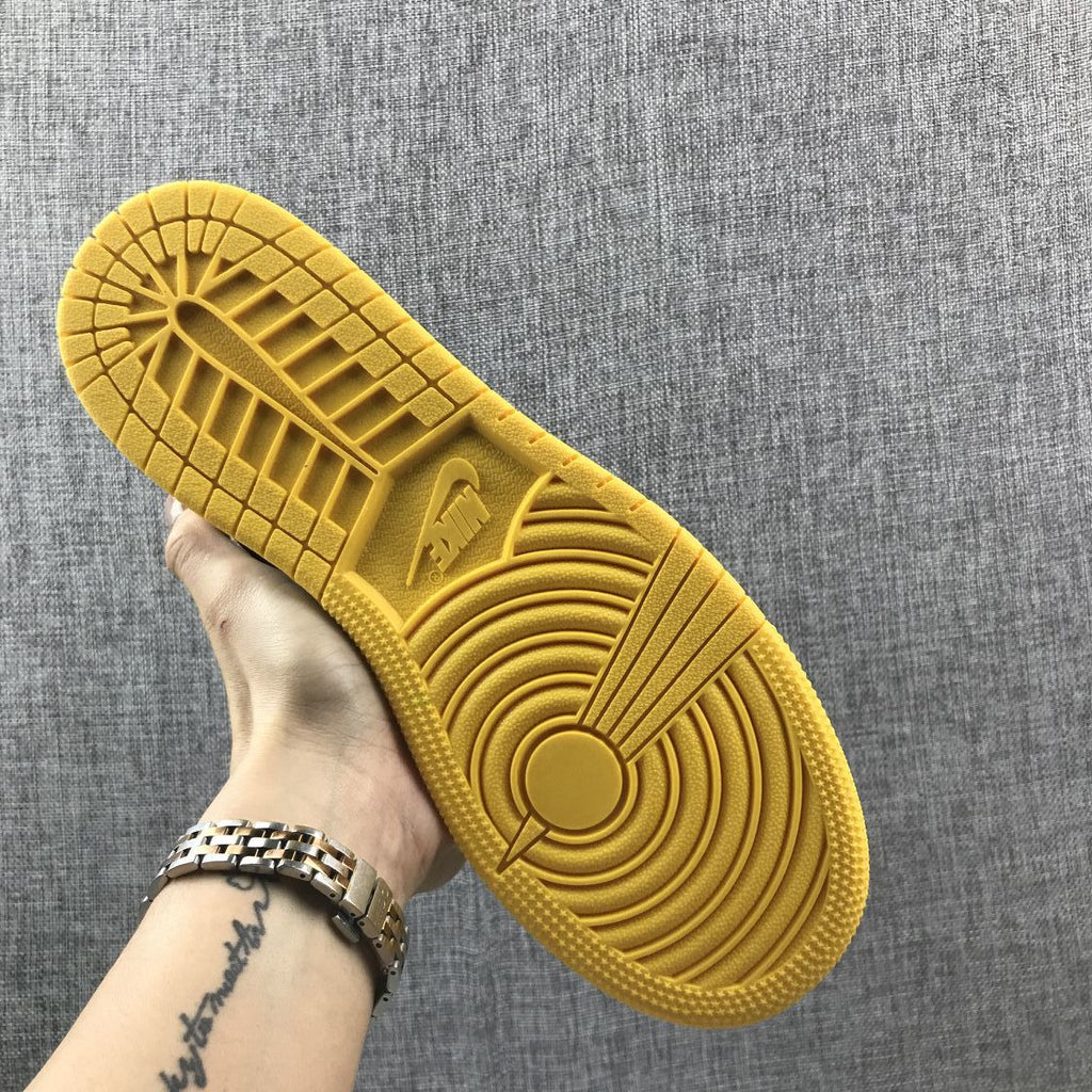 Air Jordan 1 Mid Lakers Sneakers in Yellow and Purple BQ6931-700 - product image from the listing.