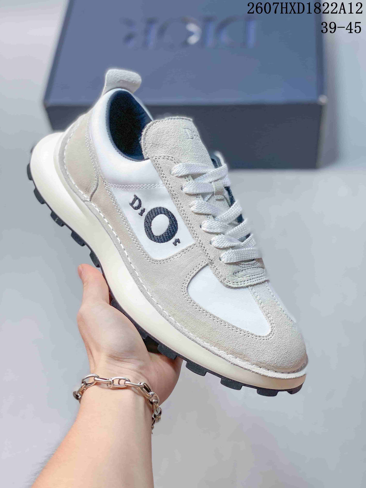 Dior Squash Retro Suede Trainers White Style 2607HXD1822A12 - product image from the listing.
