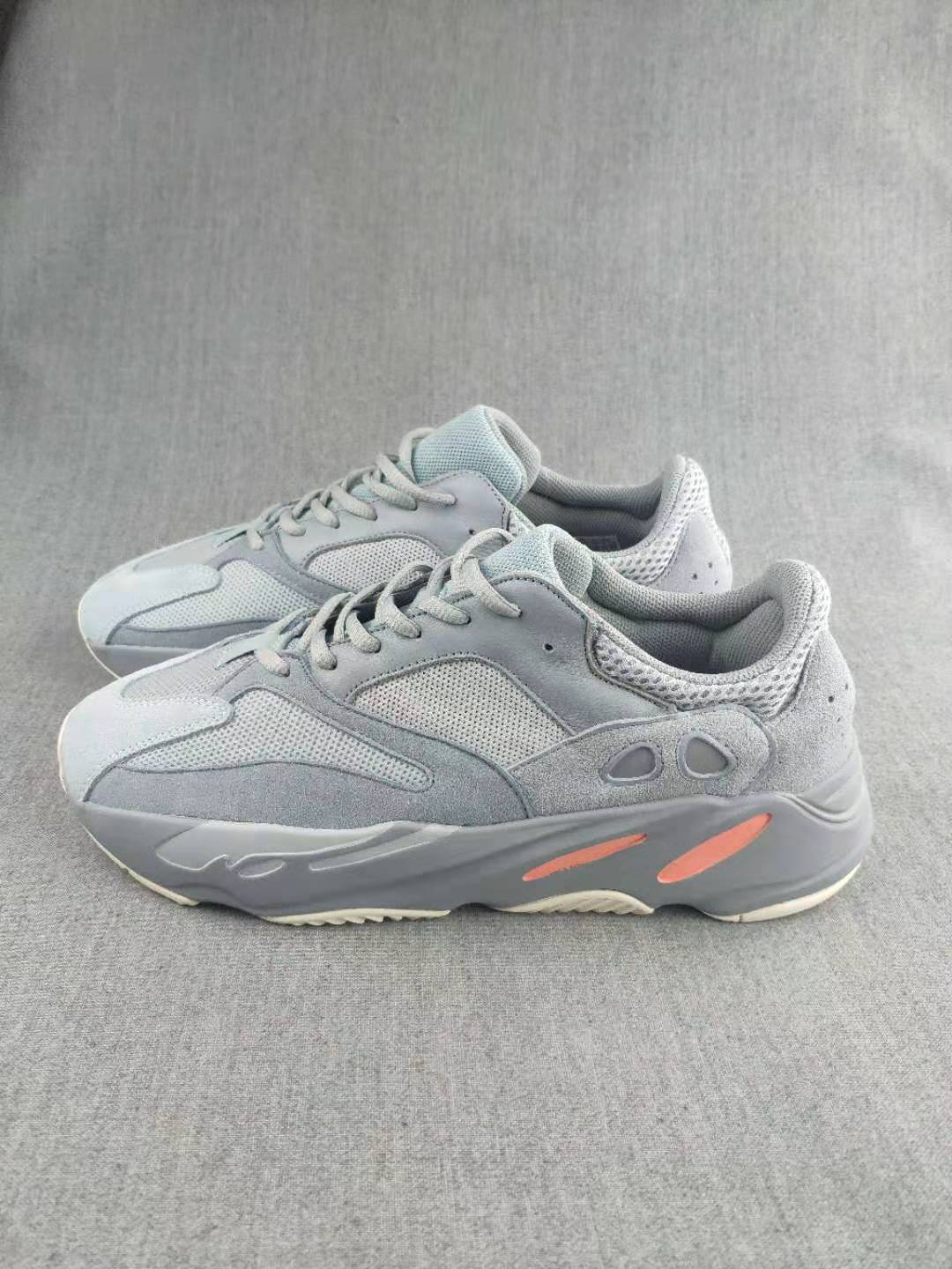 Blue Grey and Coral Nike Yeezy 700 V2 Shoes - product image from the listing.