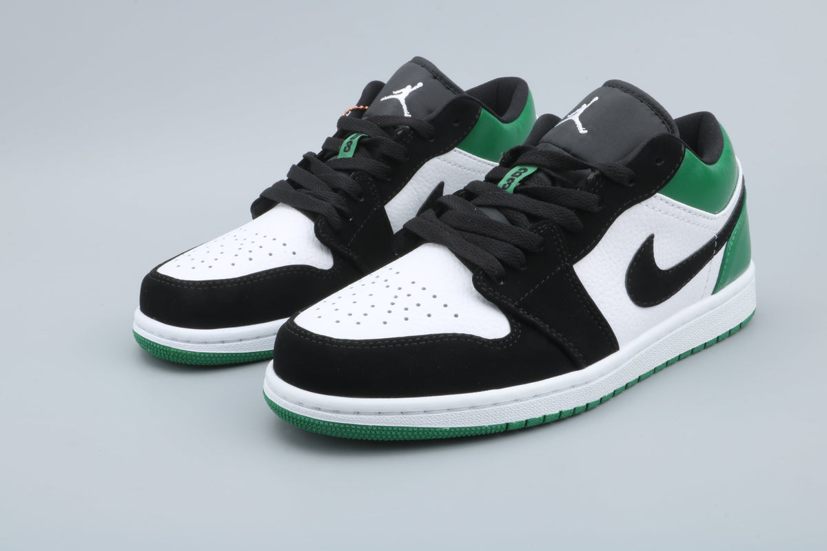 Jordan 1 Low Green Toe Sneakers in Black White Green - product image from the listing.
