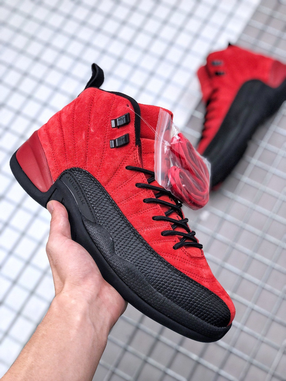 Air Jordan 12 Reverse Flu Game Red Black CT8013-602 - product image from the listing.
