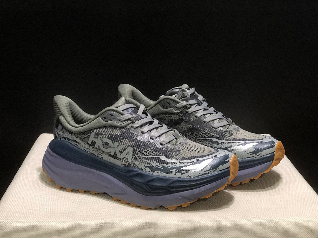 Gray HOKA Stinson 7 Trail Running Shoes - product image from the listing.