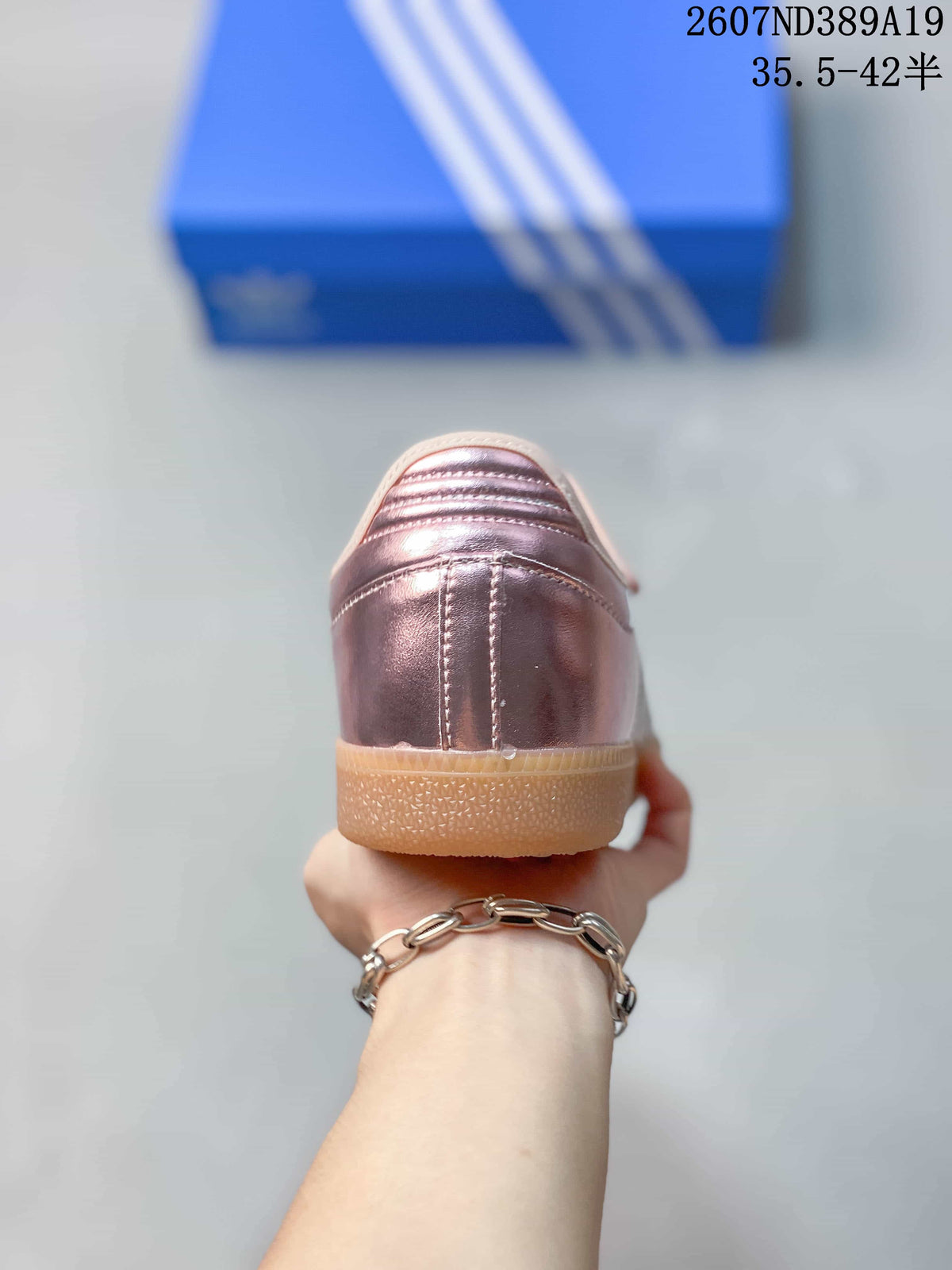 adidas Samba Jane Mary Jane Sneakers in Metallic Pink - product image from the listing.