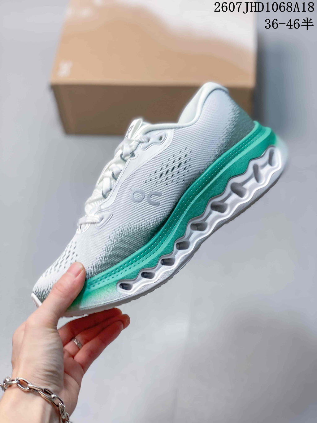On Cloudsurfer 3 Running Sneakers in White Green 2607JHD1068A18 - product image from the listing.