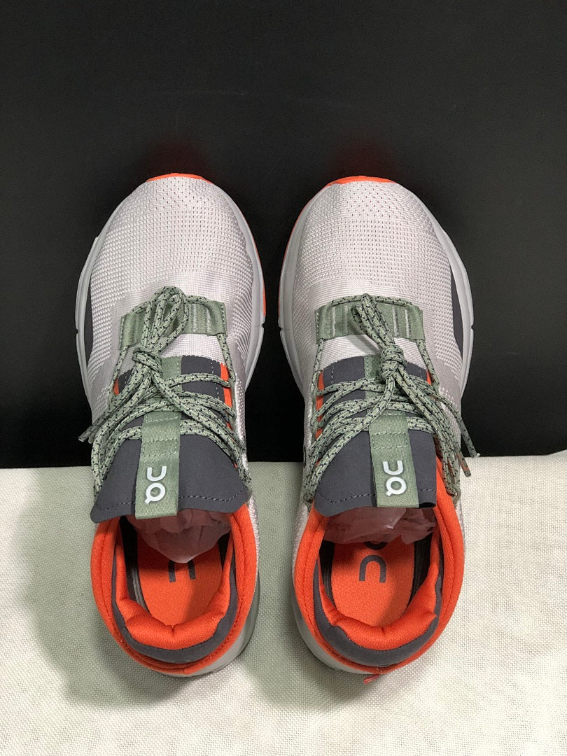 On Cloudnova 1 Sneakers, in Silver and Orange - product image from the listing.