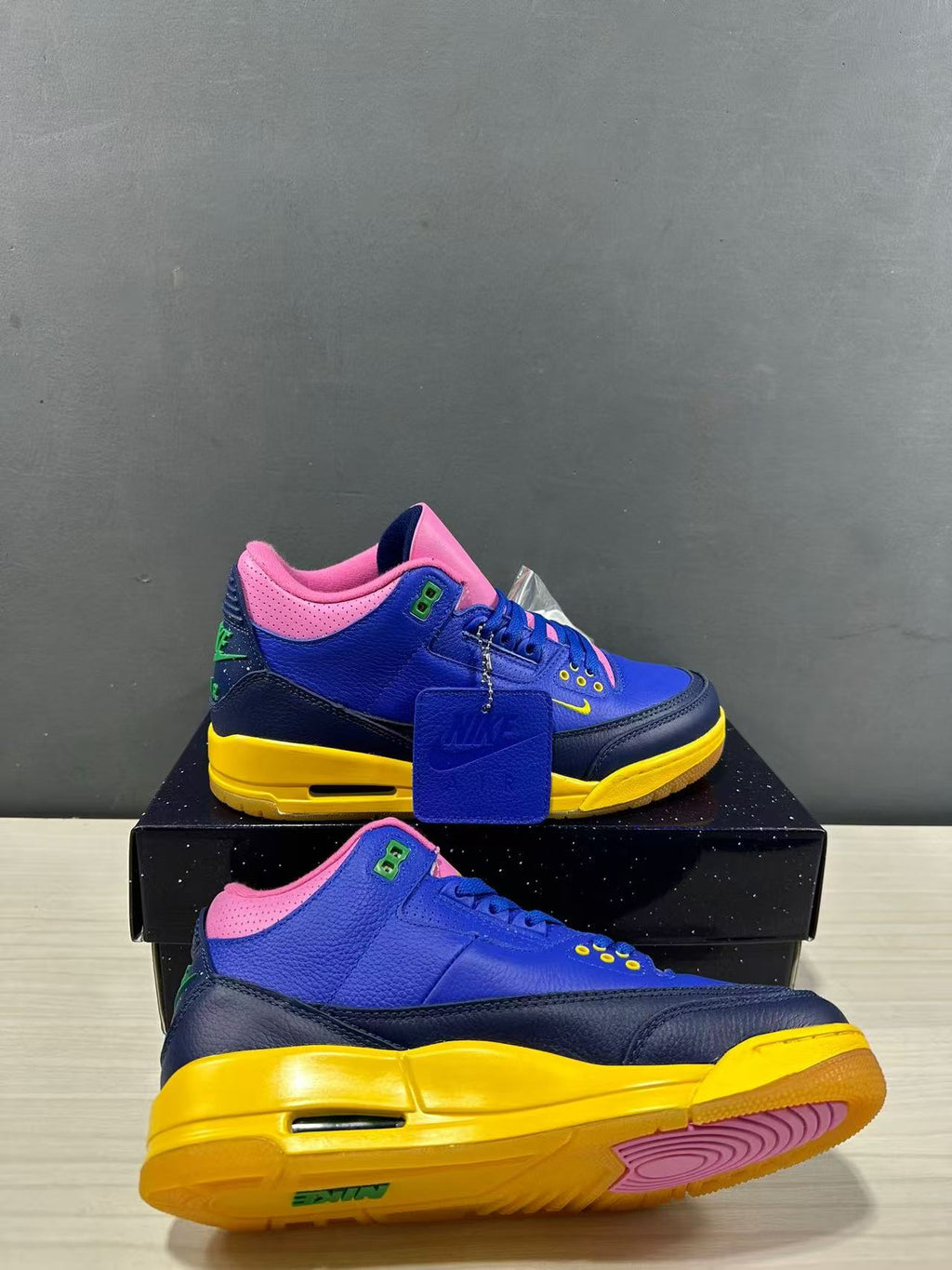 Air Jordan 3 OG Brasil Blue Pink Yellow IV4871-400 - product image from the listing.