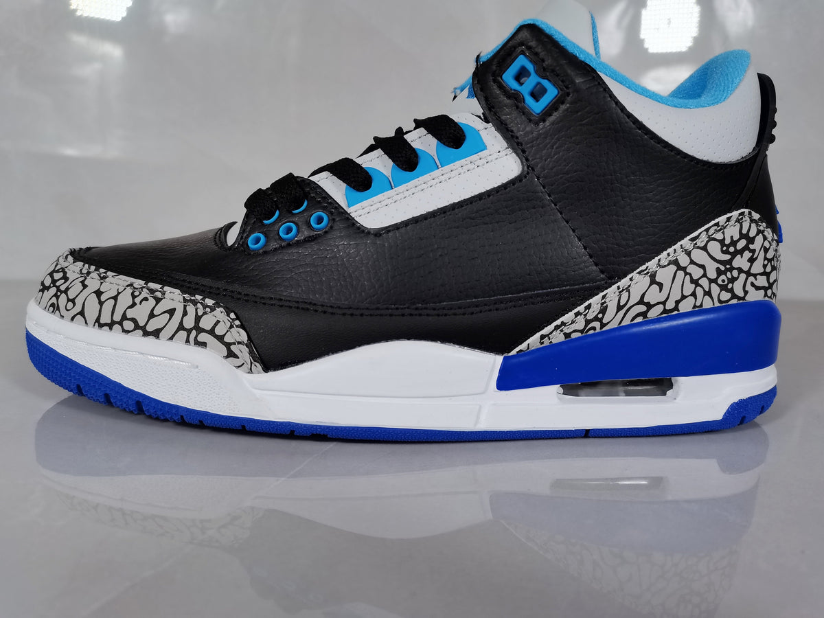 Black Blue Elephant Print Sneakers - Jordan 3 Retro - product image from the listing.