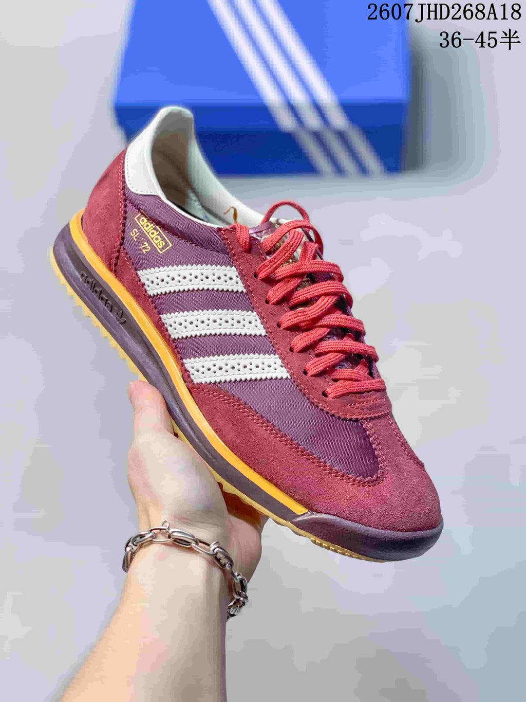 adidas Originals SL 72 Bob Marley Sneakers in Burgundy - product image from the listing.