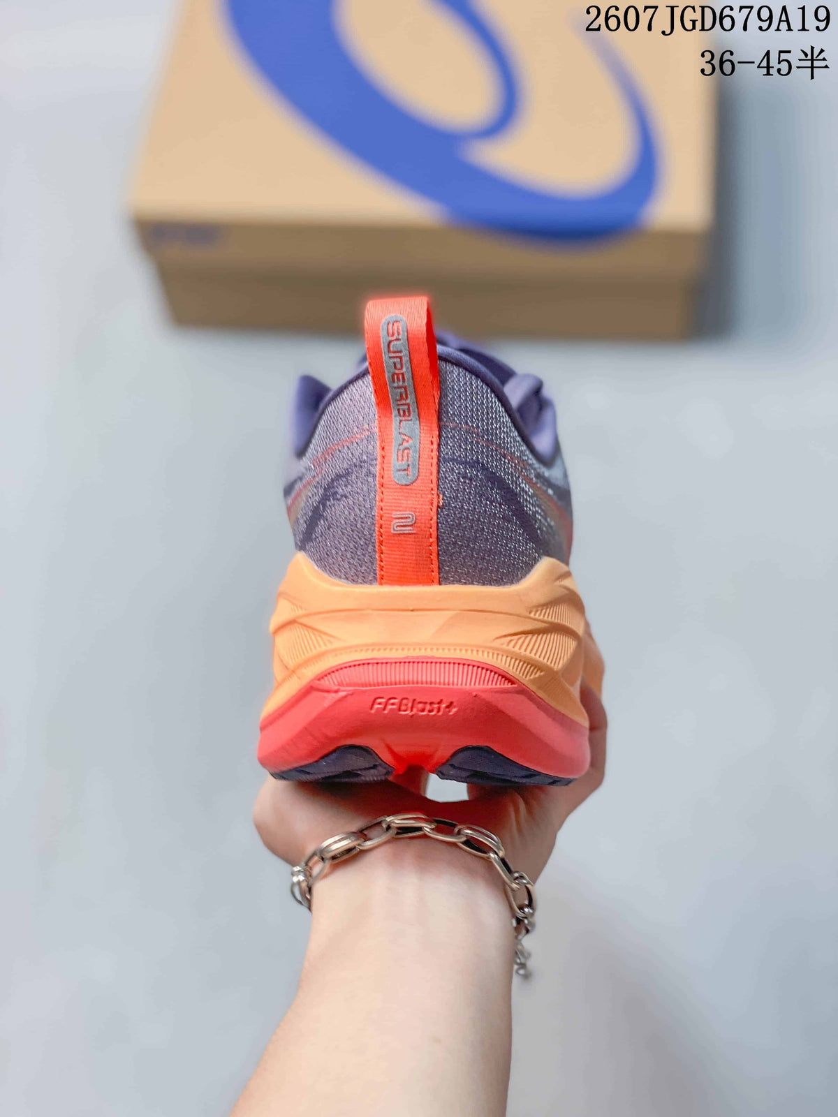 ASICS Superblast 2 Running Sneakers in Gray Purple Orange - product image from the listing.