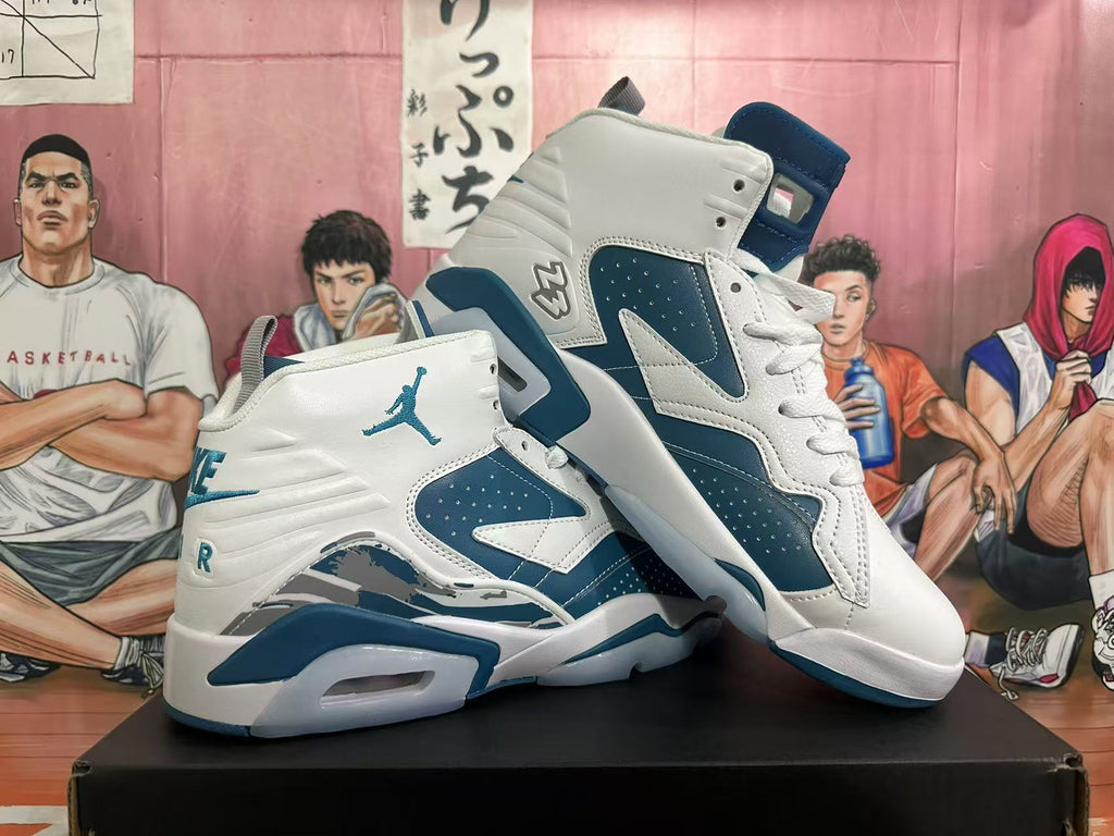 Air Jordan 6 White and Blue High-Top Sneakers - product image from the listing.