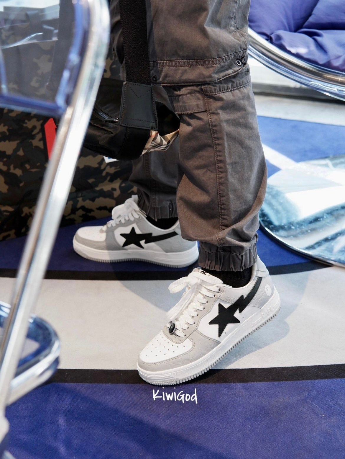 Gray and White BAPE STA Low Sneakers - product image from the listing.