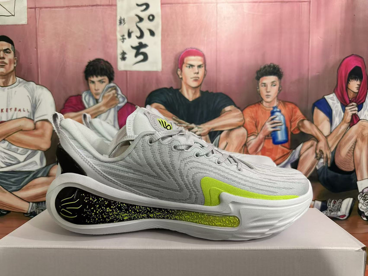 Basketball Shoes in Gray, Black and Neon in Yellow - product image from the listing.