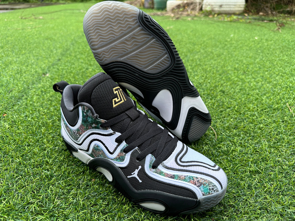 Jordan Heir Series 4 Basketball Shoes in White Black Gold - product image from the listing.