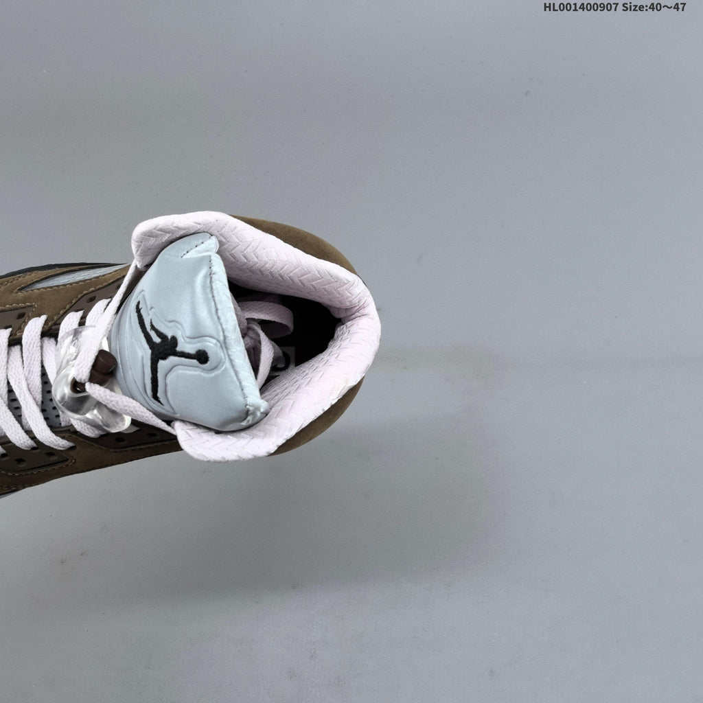 Air Jordan 5 Retro High-Top Sneakers in Brown and Pink - product image from the listing.