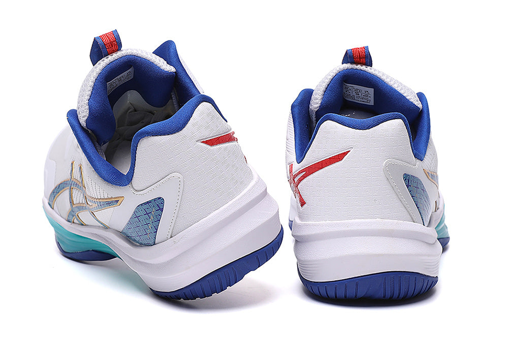 ASICS Gel-Resolution Tennis Shoes in White Blue Turquoise - product image from the listing.