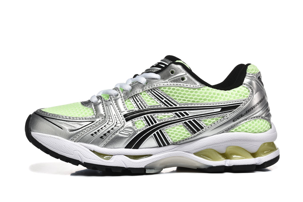 ASICS Gel-Kayano 14 Sneakers in Silver Lime Green - product image from the listing.