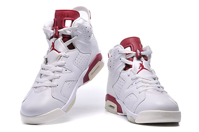 Air Jordan 6 Retro High Sneakers in White and Red - product image from the listing.