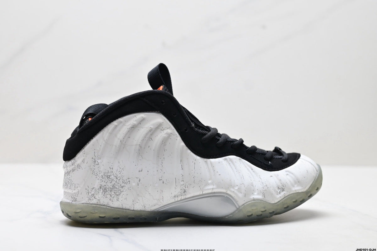 Nike Air Foamposite One Penny Sneakers in Black White Orange - product image from the listing.