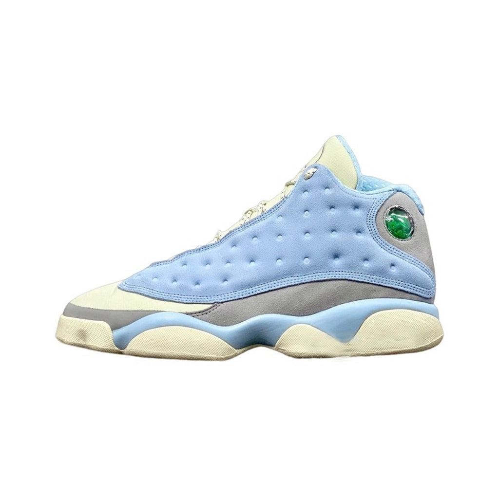 Blue and Cream Jordan 13 SoleFly DX5763-100 Sneakers - product image from the listing.